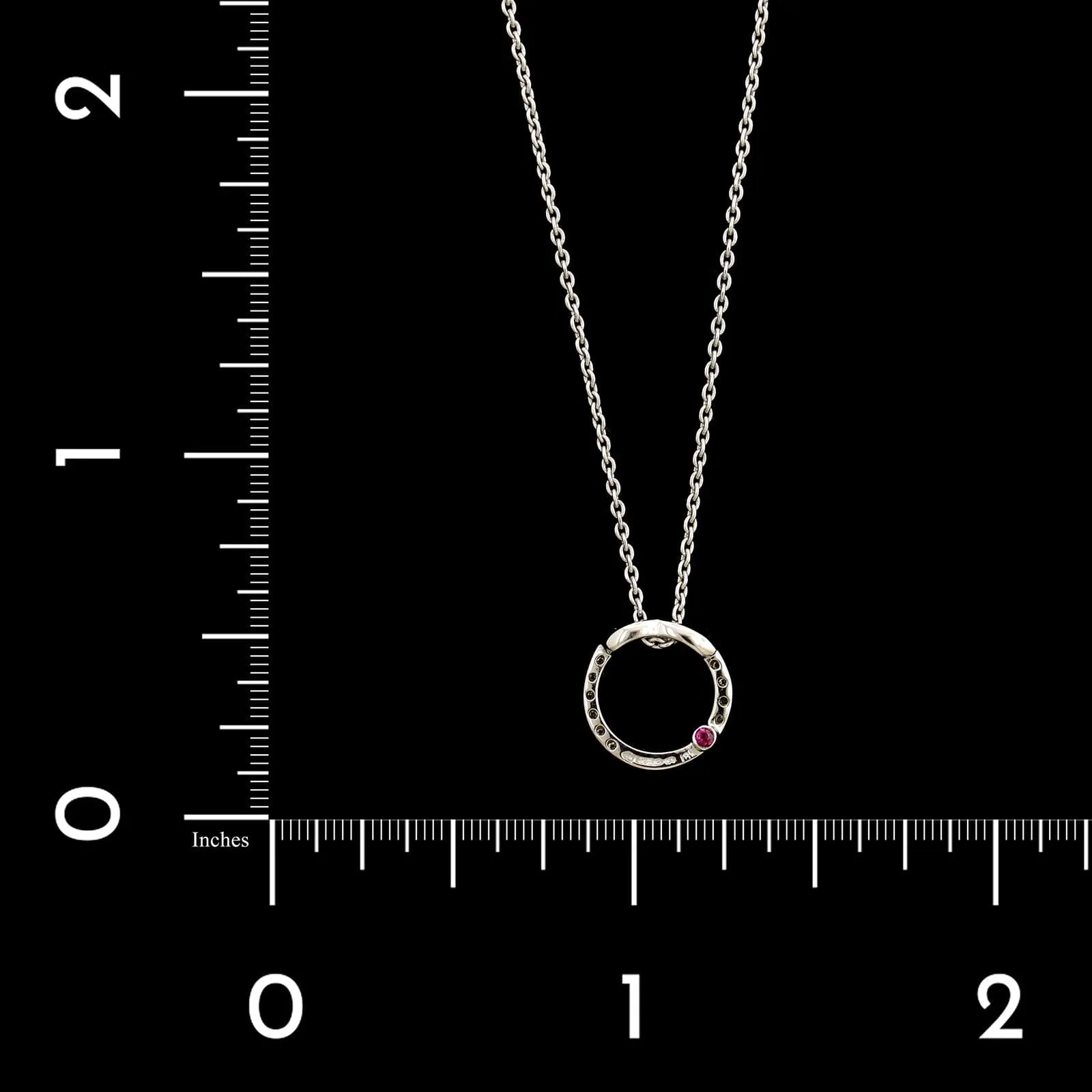 Roberto Coin 18K White Gold Estate Diamond Tiny Treasures Circle Pendant Necklace