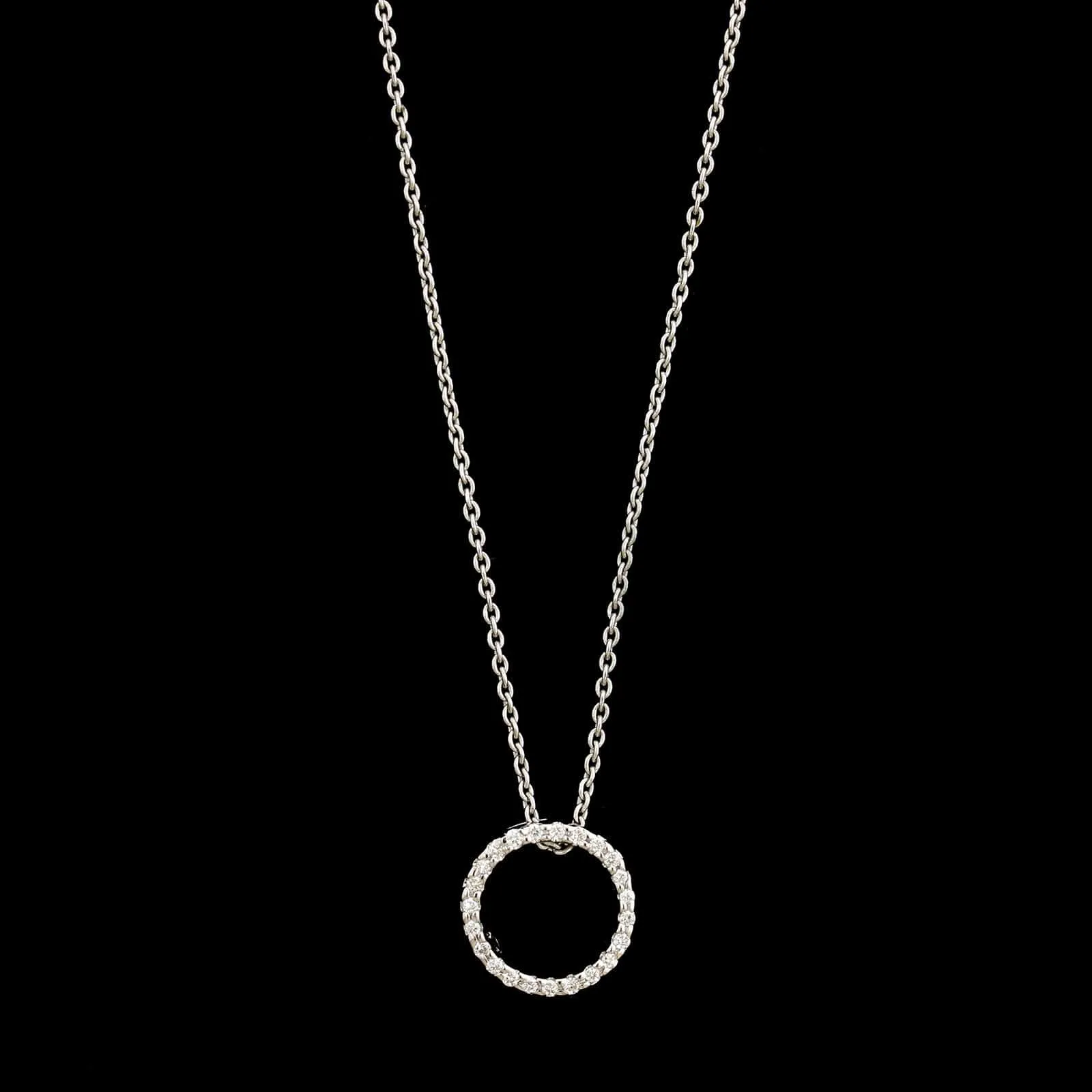 Roberto Coin 18K White Gold Estate Diamond Tiny Treasures Circle Pendant Necklace