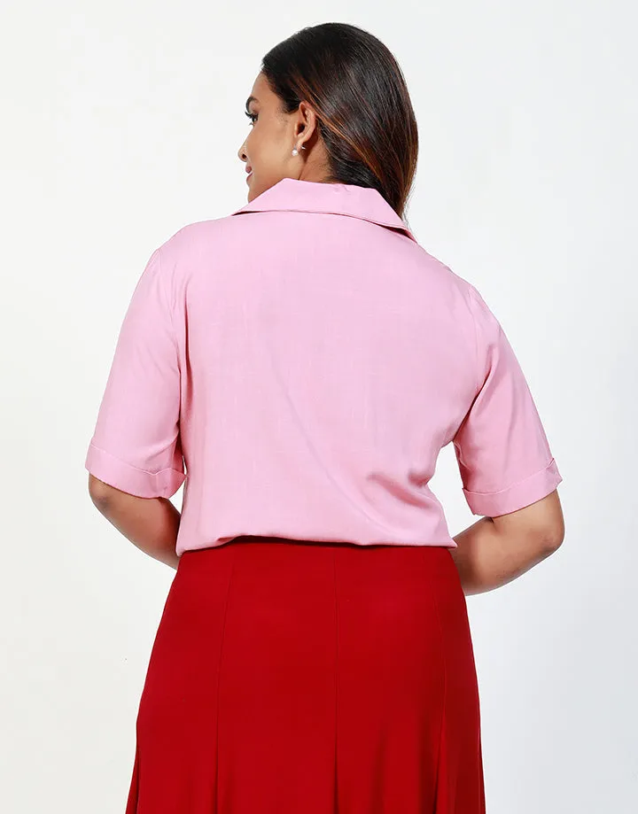 Short Sleeves Blouse in Solid Colour