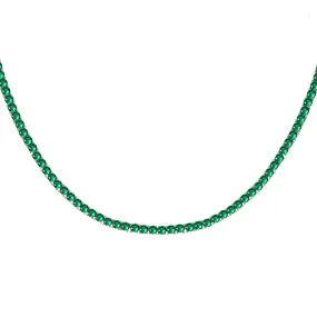 Sterling silver emerald green tennis necklace