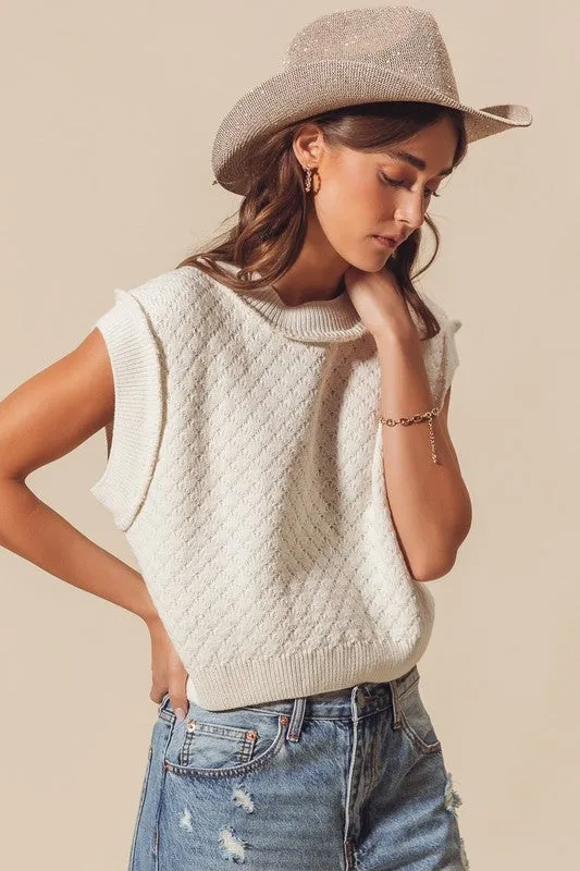 The Daphne Cable Knit Crop Sweater Top