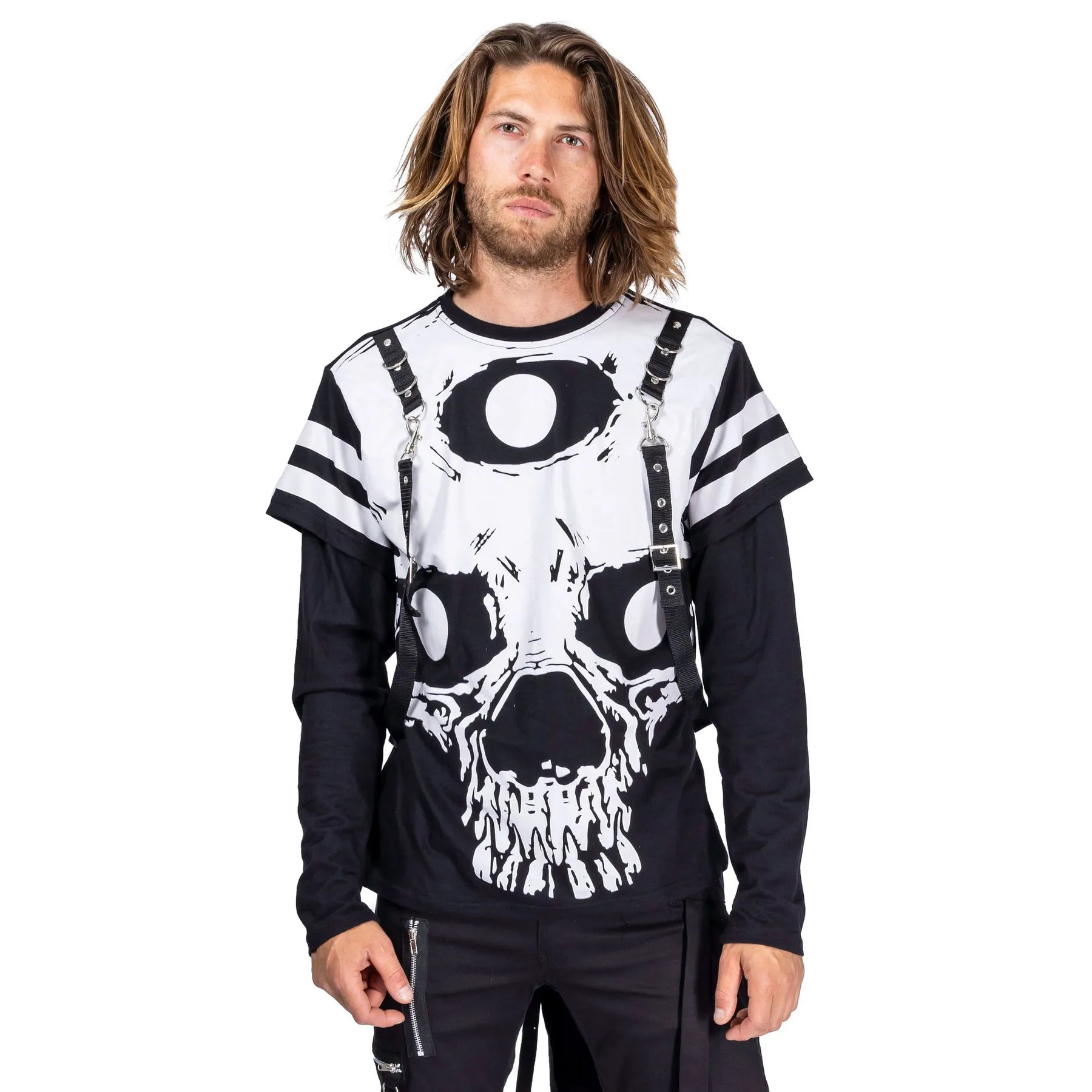 THIRD EYE SKULL TOP - BLACK/WHITE