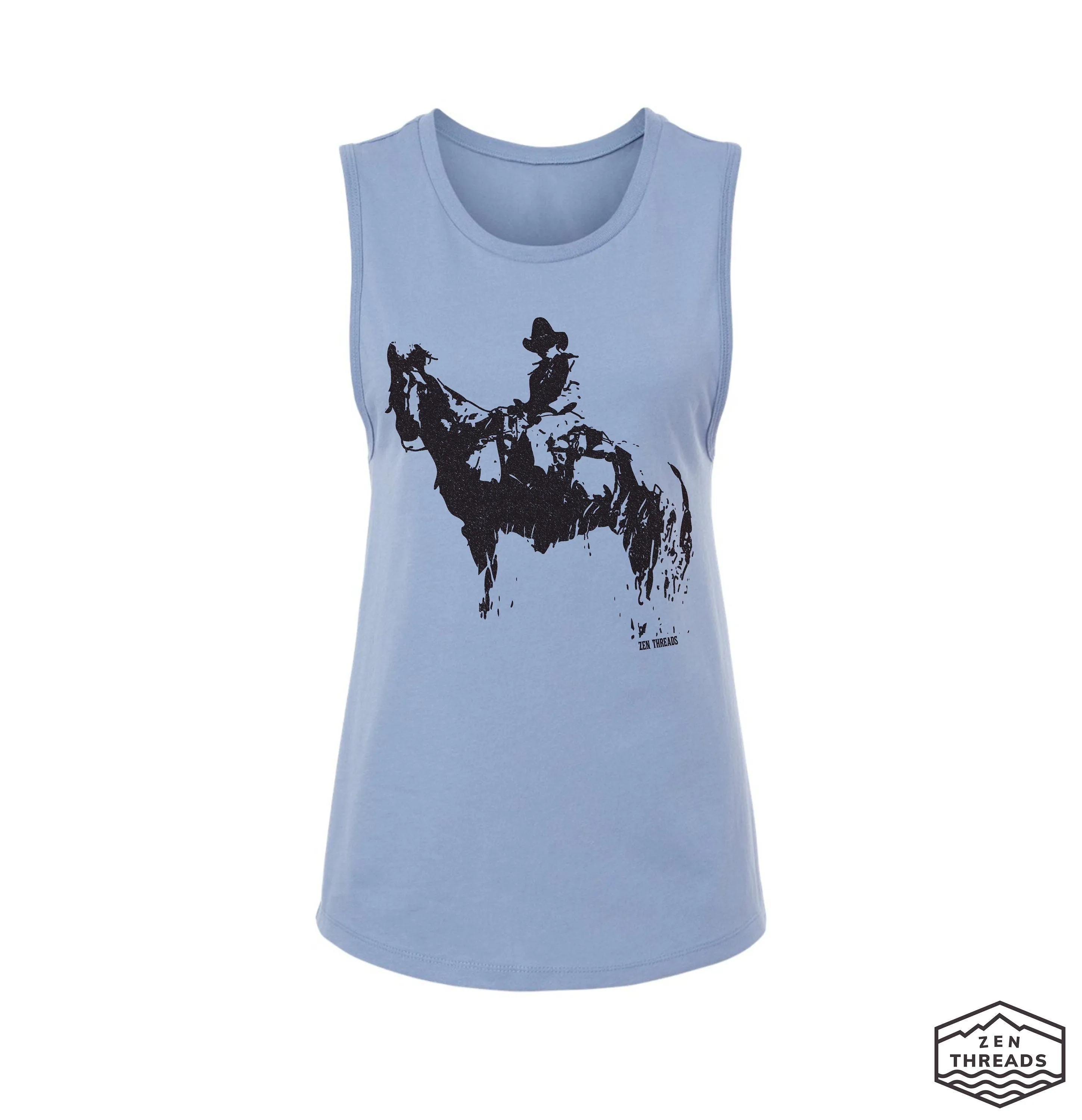 Womens COWBOY and HORSE Muscle Tank workout fitness tee western theme top t-shirt texas wrangler desert Yellowstone western wear