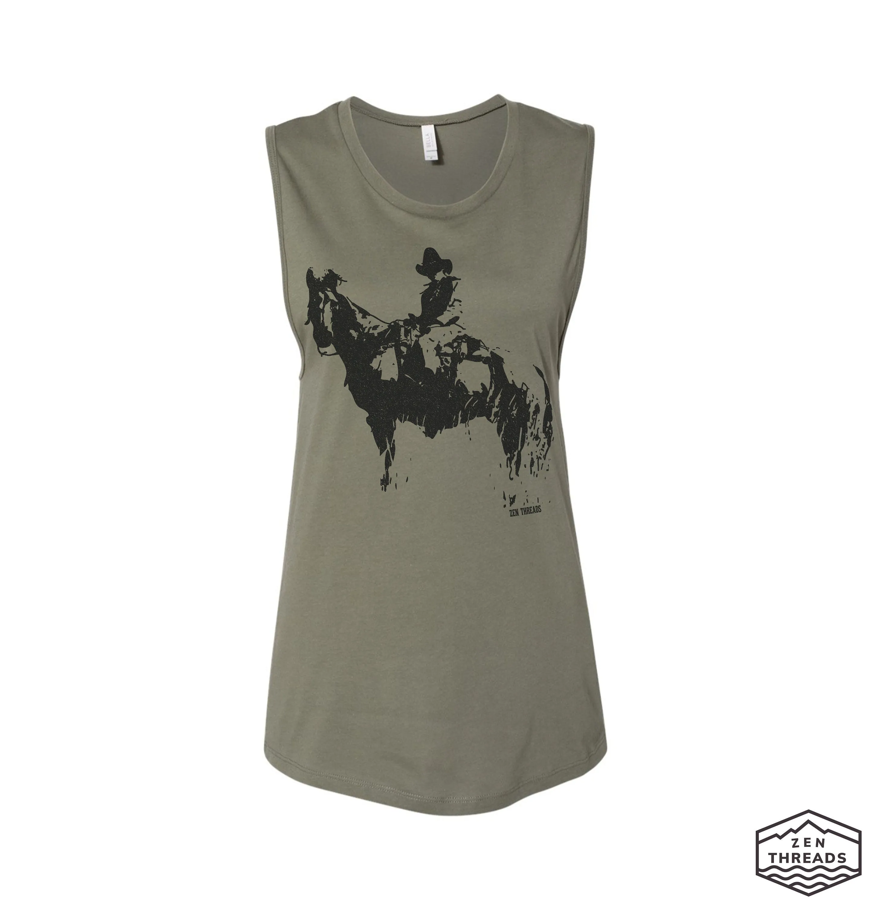 Womens COWBOY and HORSE Muscle Tank workout fitness tee western theme top t-shirt texas wrangler desert Yellowstone western wear